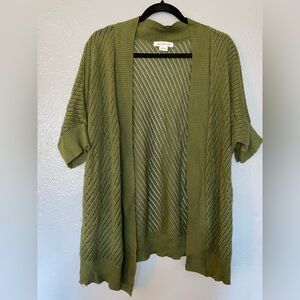 Liz Claiborne Olive Open-Front Cardigan